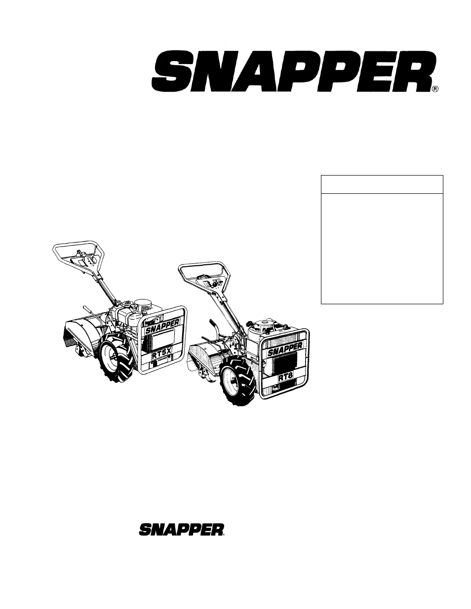 Snapper R8002BE User Manual | 54 pages