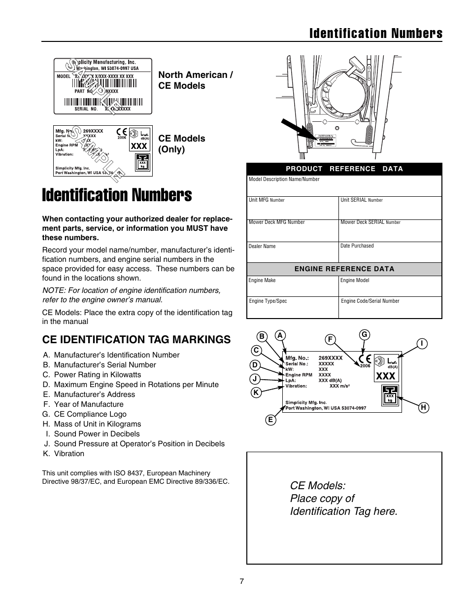 Identification numbers | Snapper 10524 User Manual | Page 9 / 32