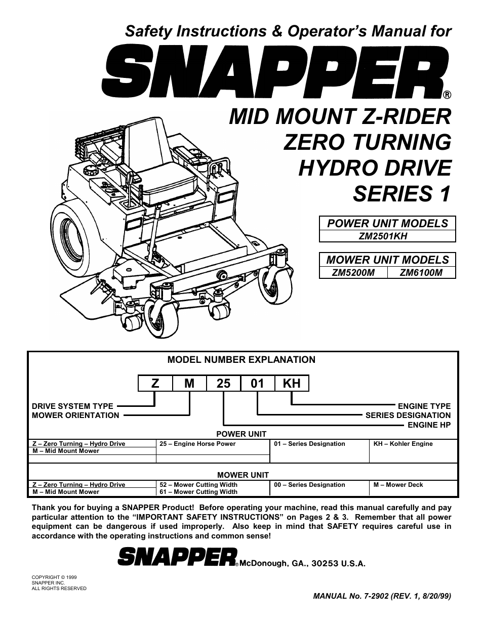 Snapper ZM5200M  EN User Manual | 32 pages