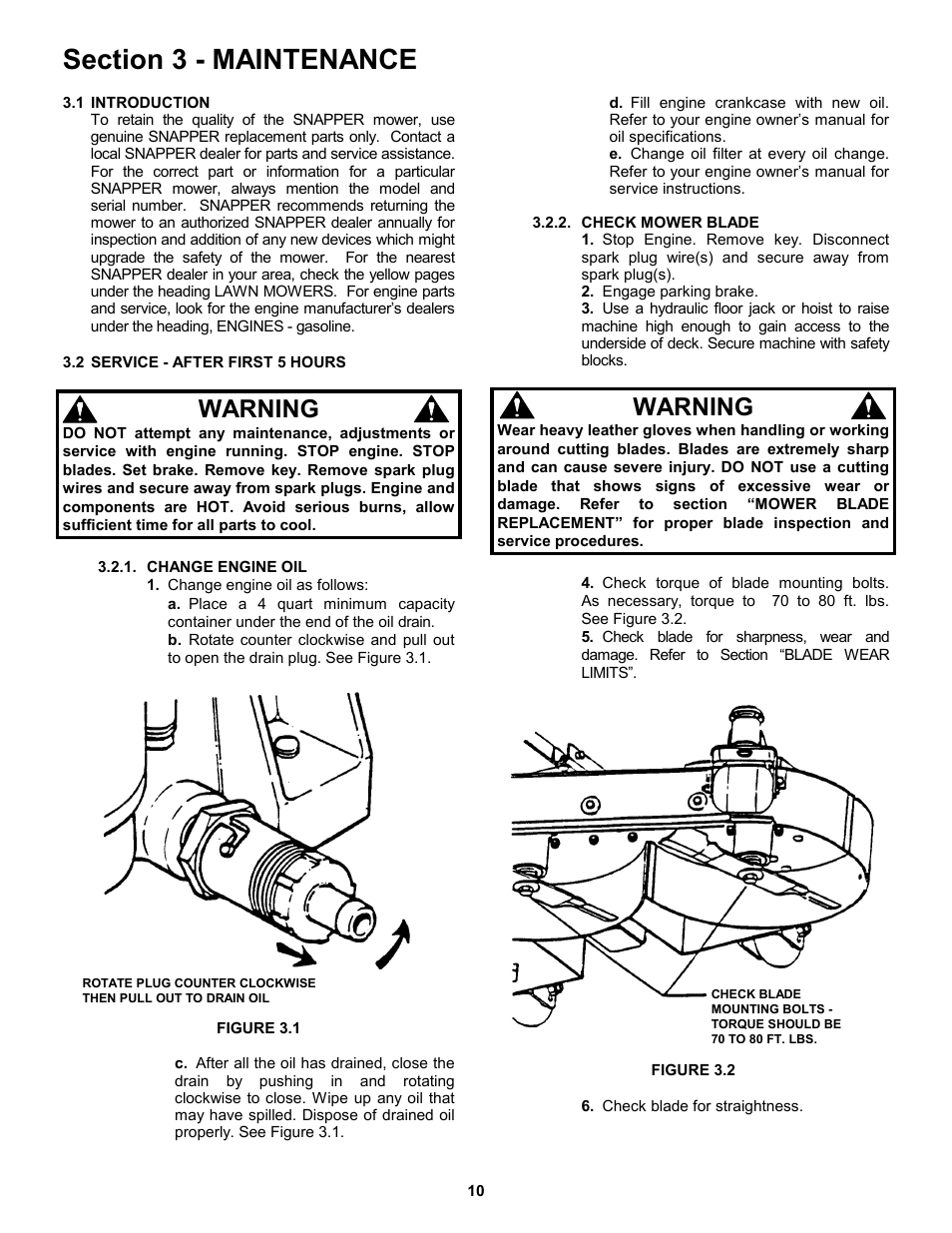 Figure 3.1, Warning | Snapper ZM5200M  EN User Manual | Page 10 / 32