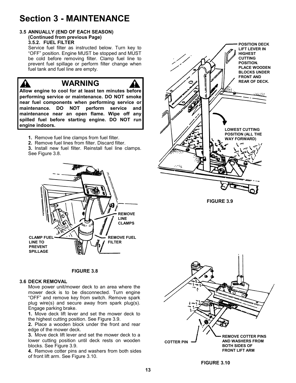 Warning | Snapper ZM5200M  EN User Manual | Page 13 / 32