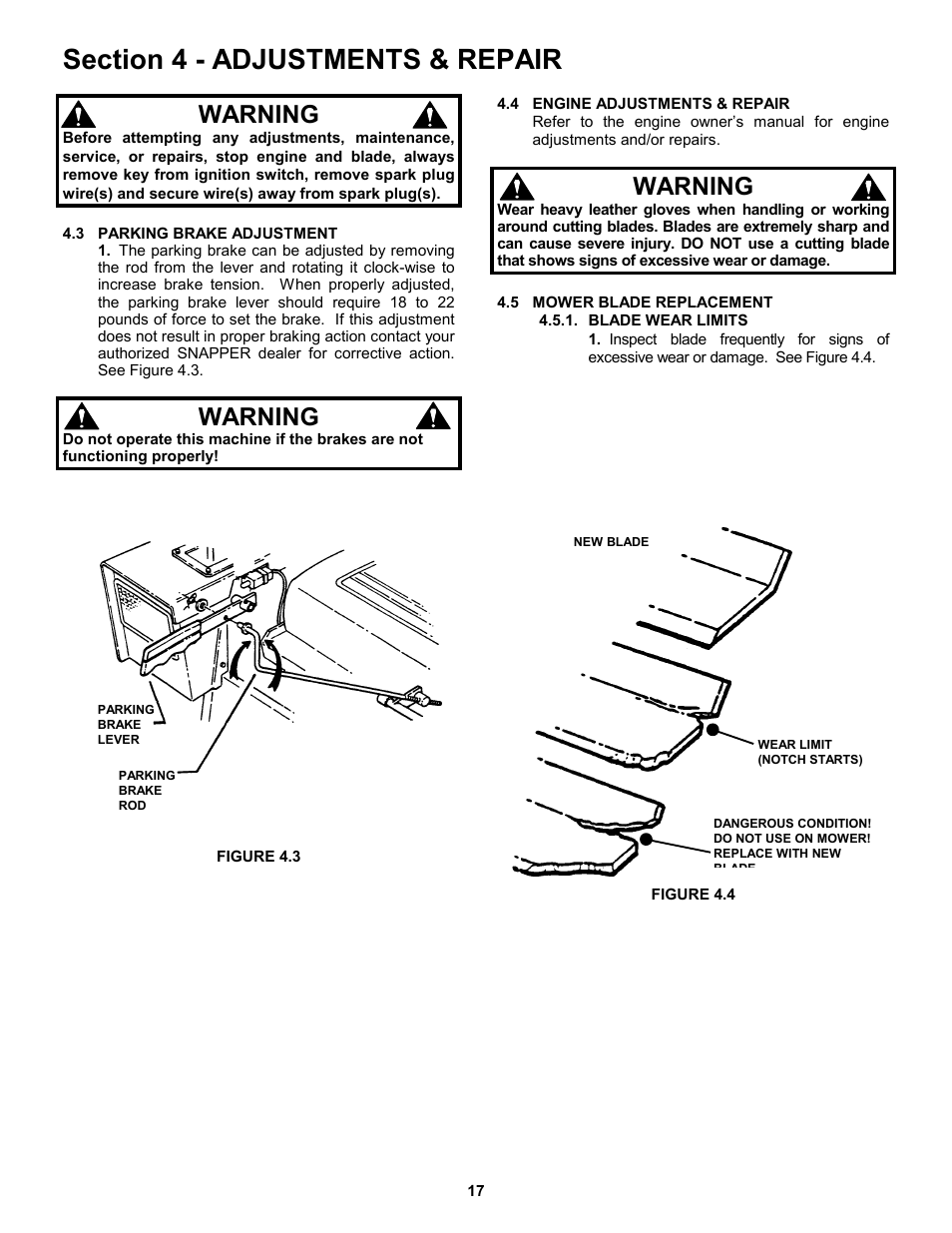 Warning | Snapper ZM5200M  EN User Manual | Page 17 / 32