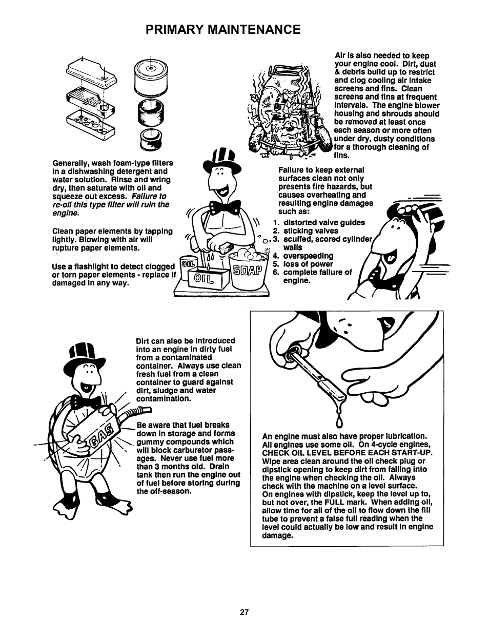 Primary maintenance | Snapper ZM5200M  EN User Manual | Page 27 / 32