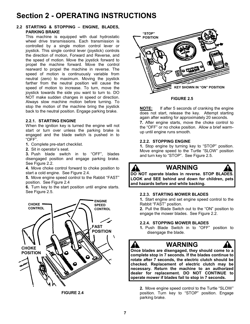 Figure 2.4, Figure 2.5, Warning | Snapper ZM5200M  EN User Manual | Page 7 / 32