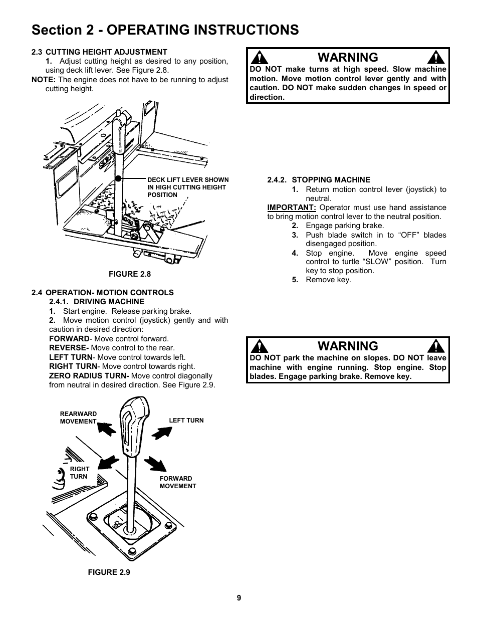 Figure 2.9, Warning | Snapper ZM5200M  EN User Manual | Page 9 / 32