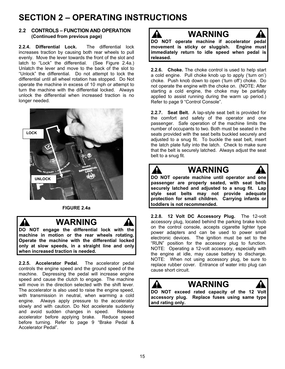 Warning | Snapper 7085632 User Manual | Page 15 / 36