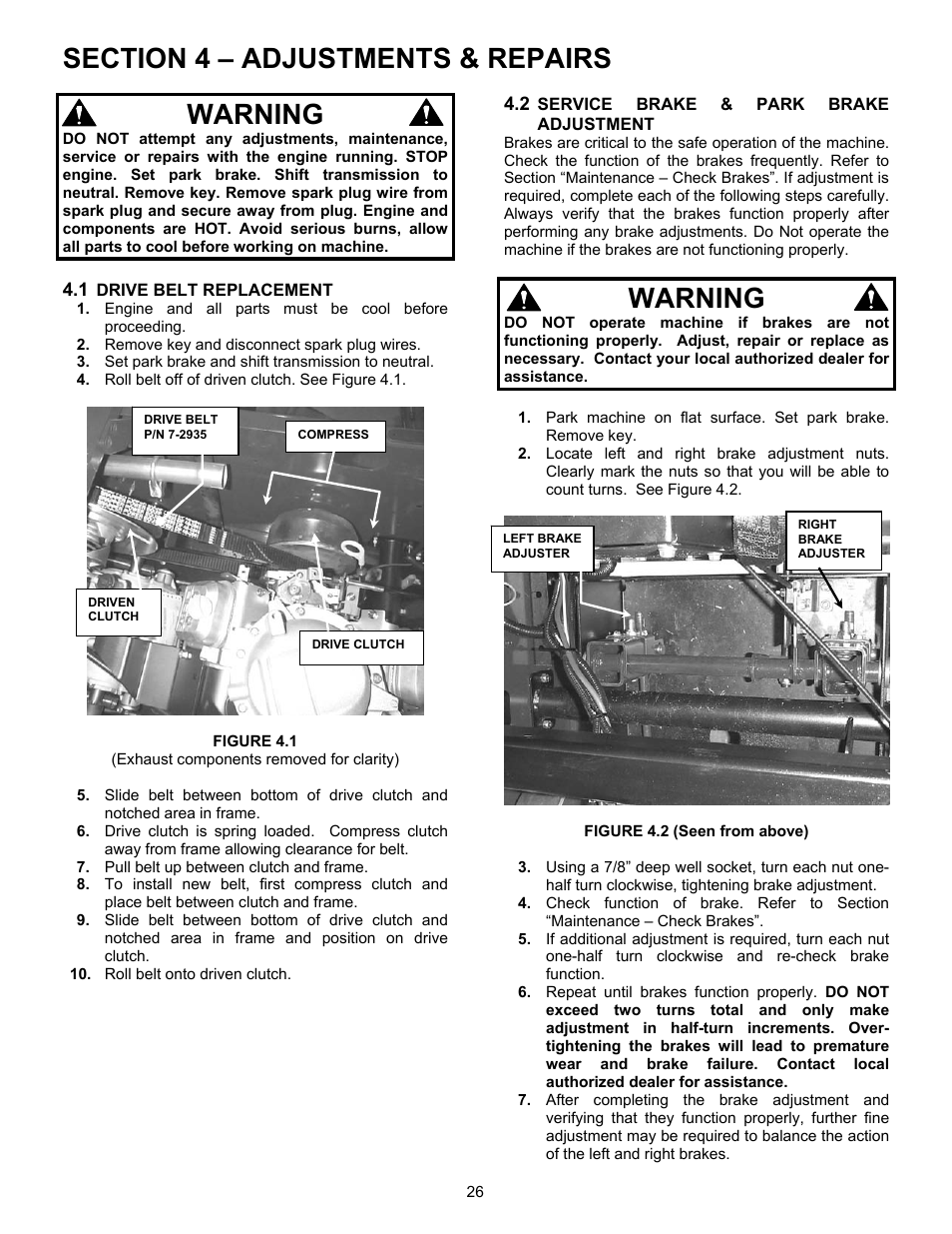 Warning | Snapper 7085632 User Manual | Page 26 / 36