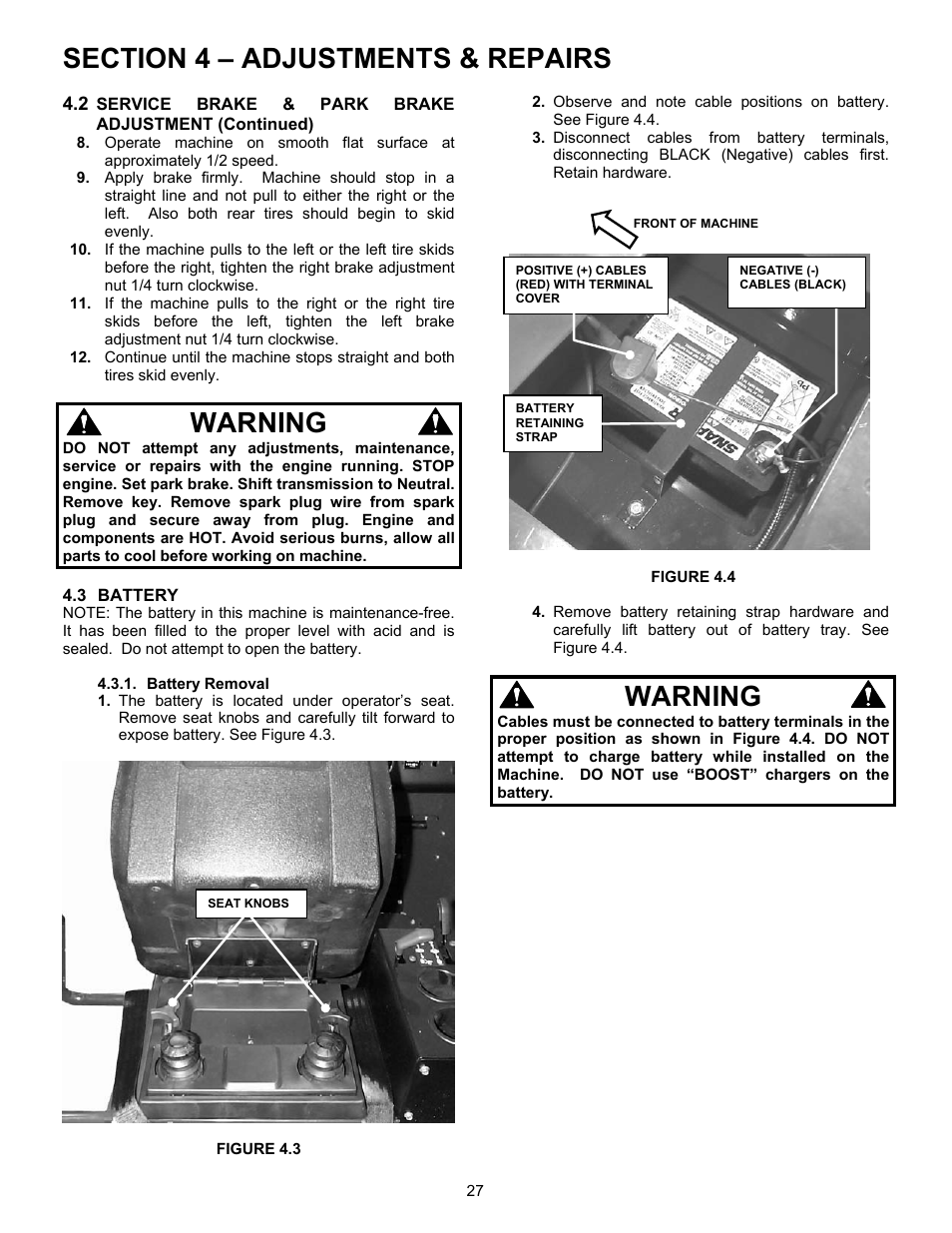 Warning | Snapper 7085632 User Manual | Page 27 / 36