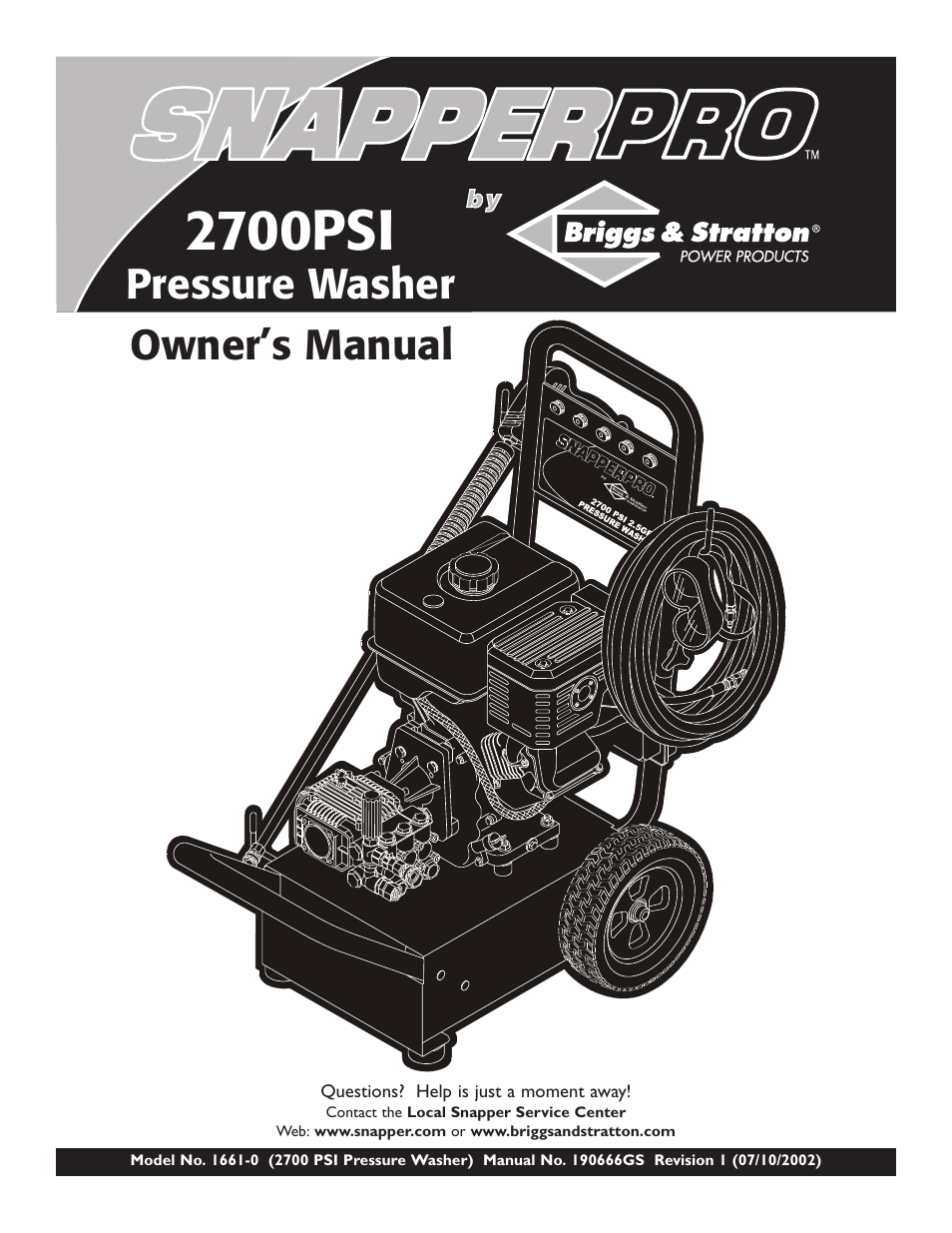 Snapper 1661-0 User Manual | 8 pages