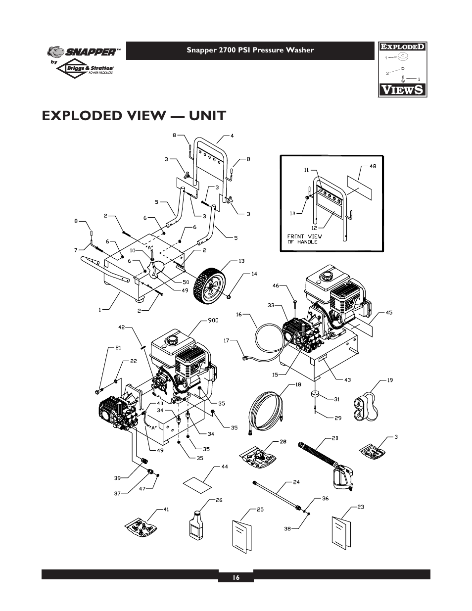 Exploded view — unit | Snapper 1661-0 User Manual | Page 3 / 8