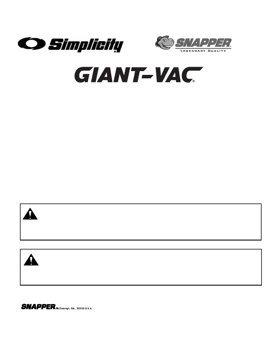 European push yard vacuum series 0, Safety instructions & operator’s manual for, Important | Warning | Snapper SV25650B  EN User Manual | Page 16 / 16