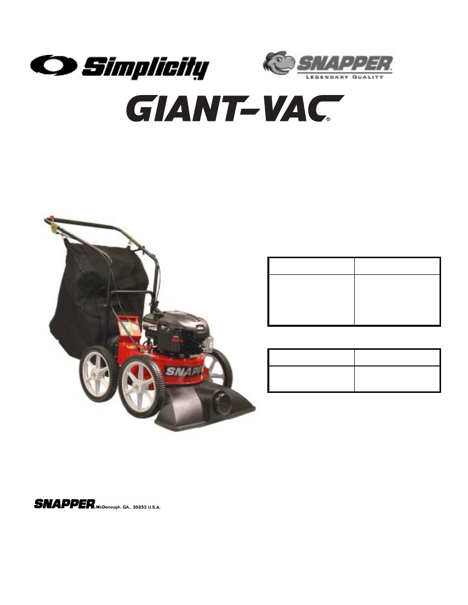 Snapper SV25550HV User Manual | 16 pages