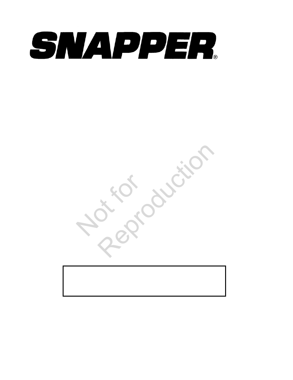 Not for reproduction, Intermediate snowthrowers, Parts manual for | Snapper 1696002 User Manual | Page 28 / 28