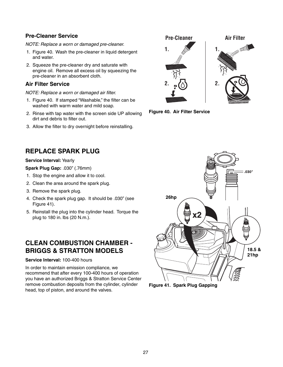 Replace spark plug | Snapper 150Z Series User Manual | Page 29 / 44