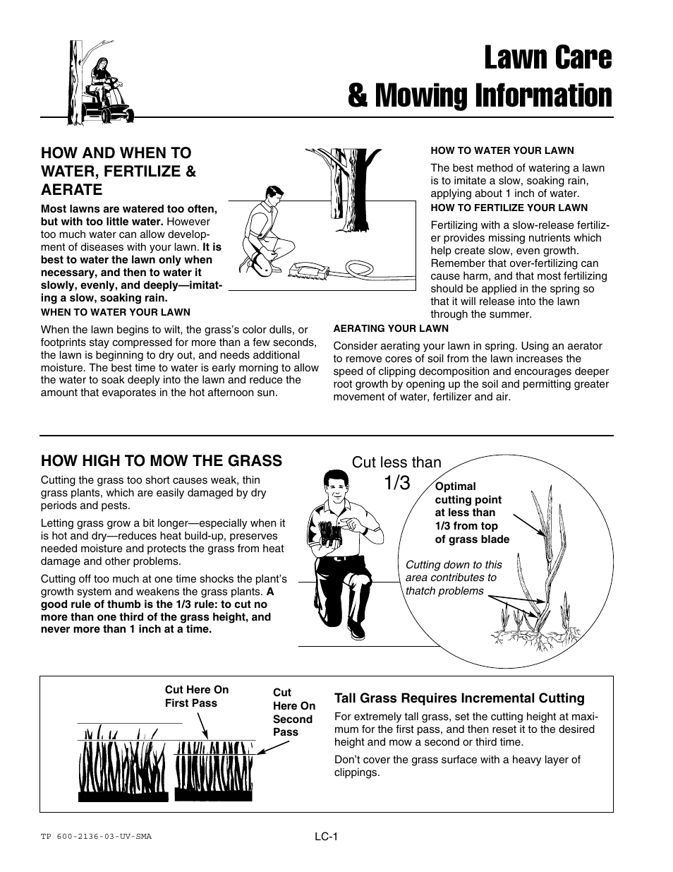 Lawn care & mowing information | Snapper 150Z Series User Manual | Page 42 / 44