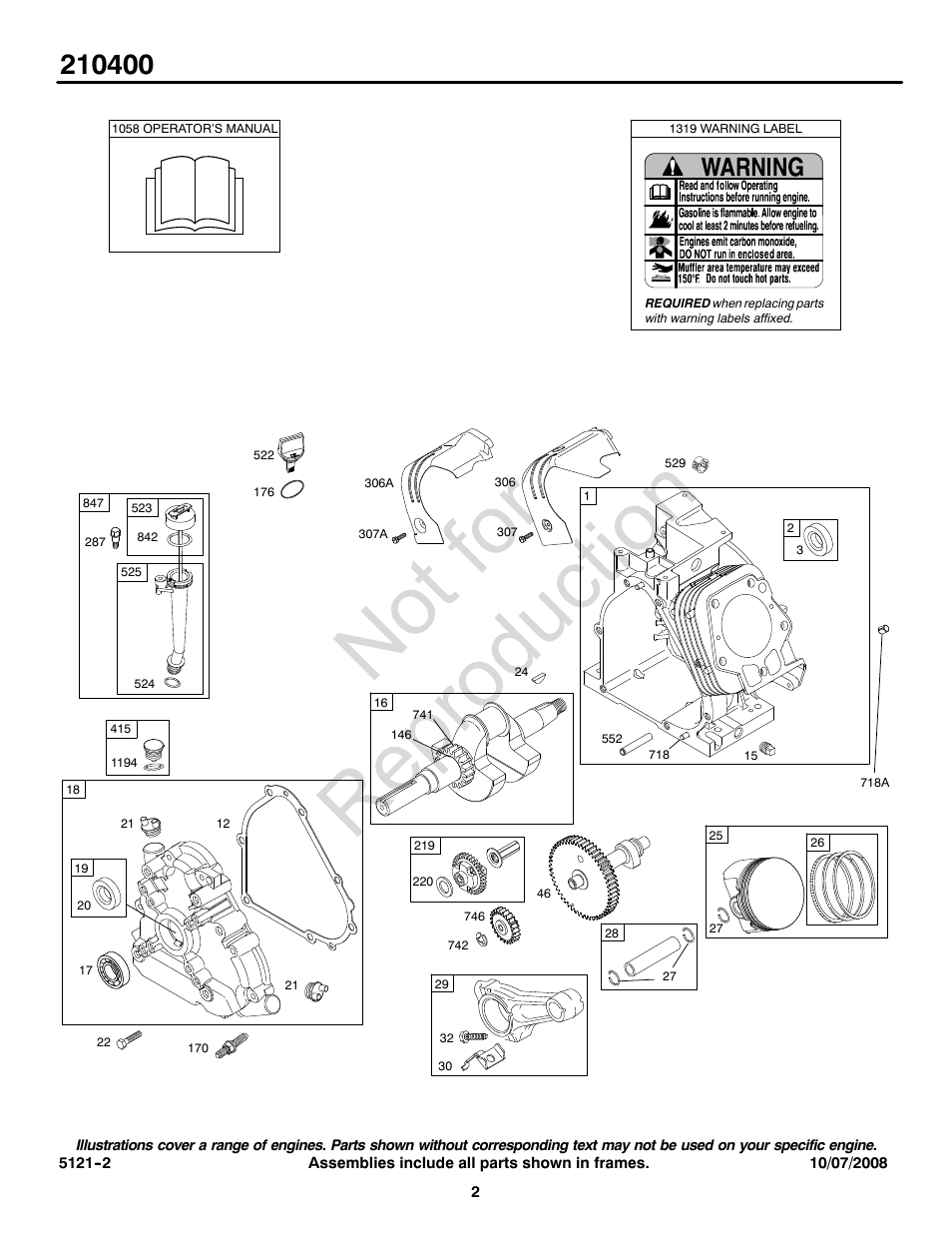 Not for reproduction | Snapper 210400 User Manual | Page 2 / 20