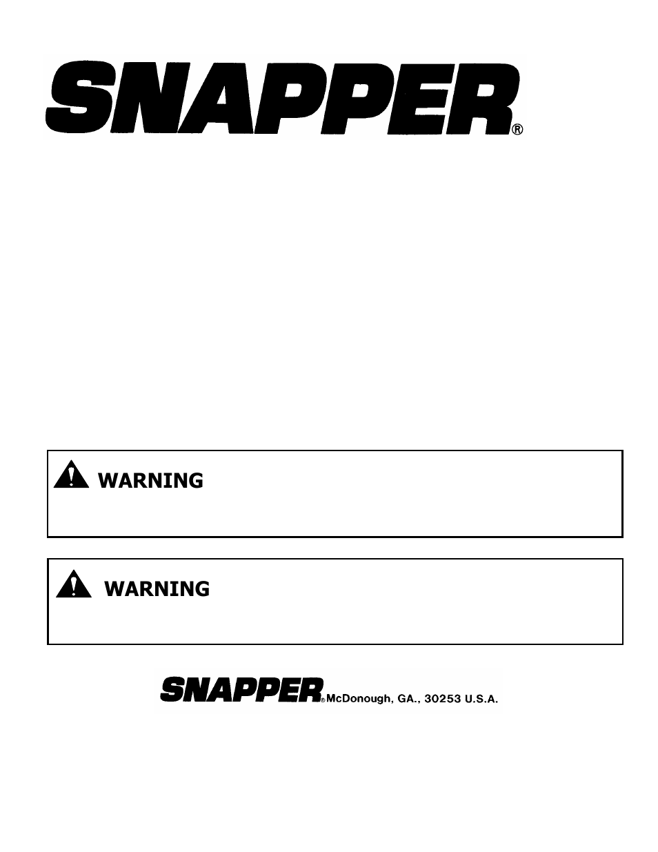 Safety instructions & operator’s manual for, Important, Warning | Snapper ZM5202M User Manual | Page 36 / 36