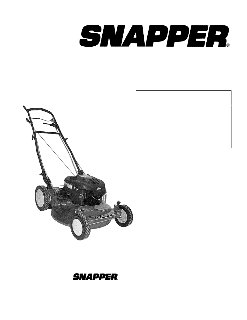 Snapper MR SERIES 17 WMR216017BV User Manual | 46 pages