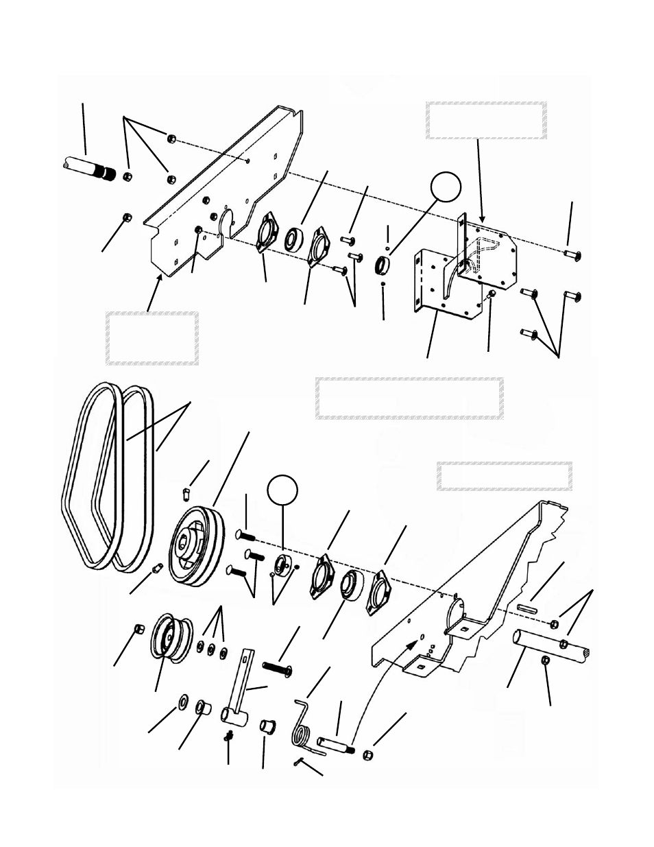 Deck driveshaft assembly (except for mzm models) | Snapper ZM6100M User Manual | Page 32 / 56