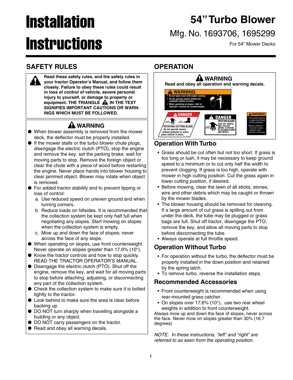 Snapper 1695299 User Manual | 8 pages