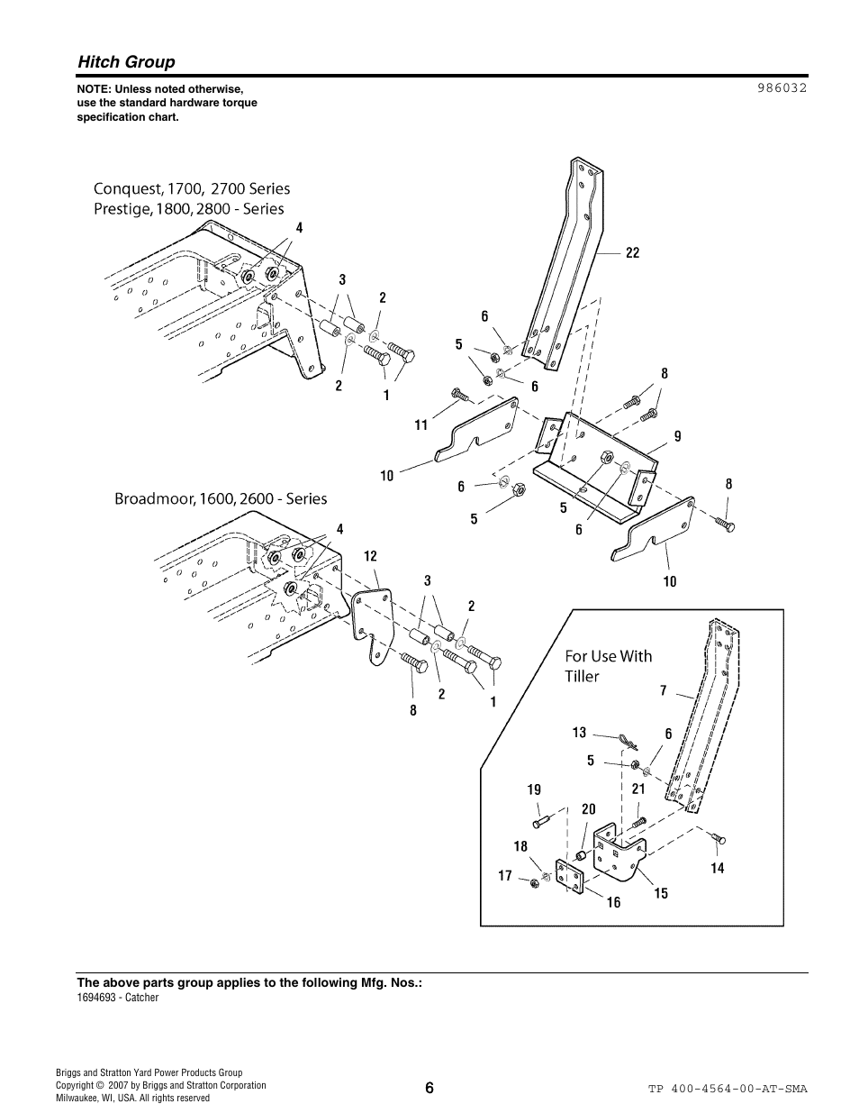 Hitch group | Snapper 4564 User Manual | Page 6 / 12