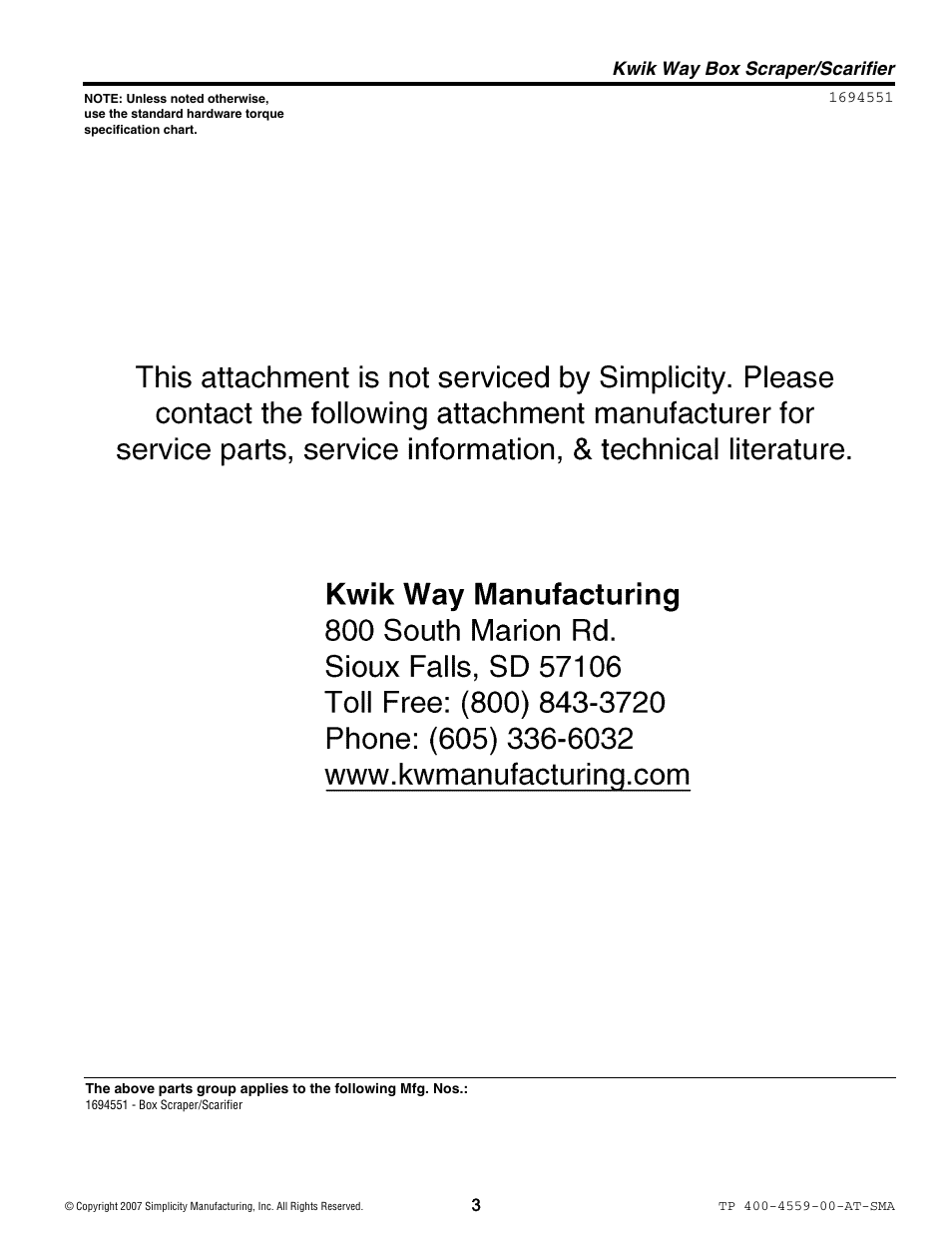 Kwik way box scraper/scarifier | Snapper 4559 User Manual | Page 3 / 4