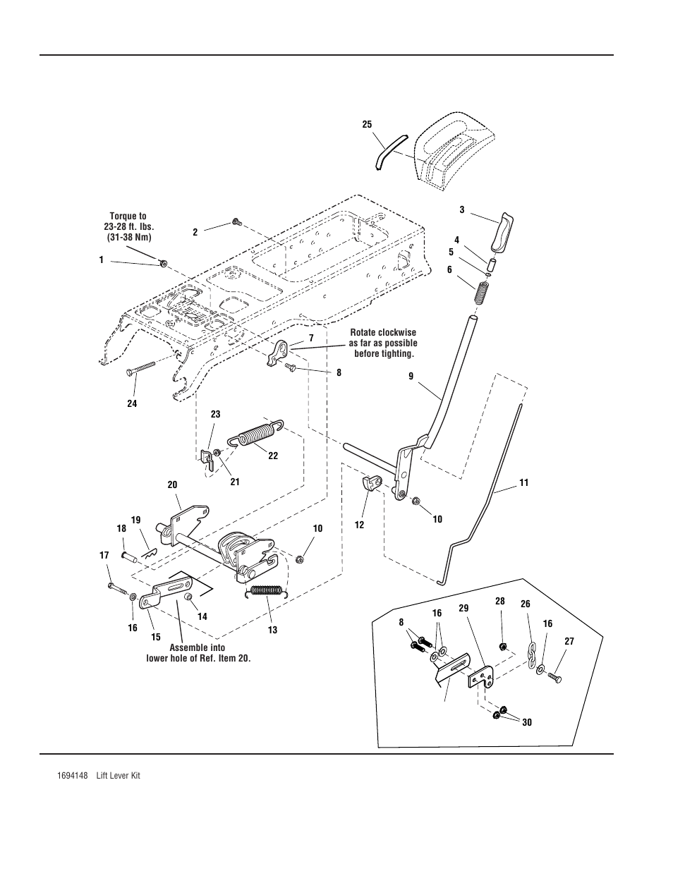 Lift lever kit | Snapper 3538 User Manual | Page 2 / 4