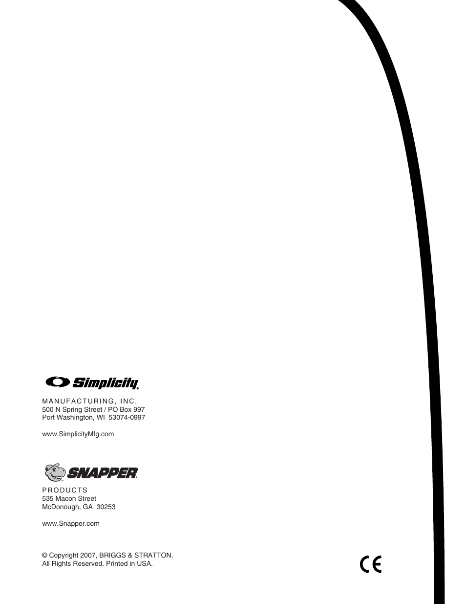 Snapper 522E User Manual | Page 26 / 26