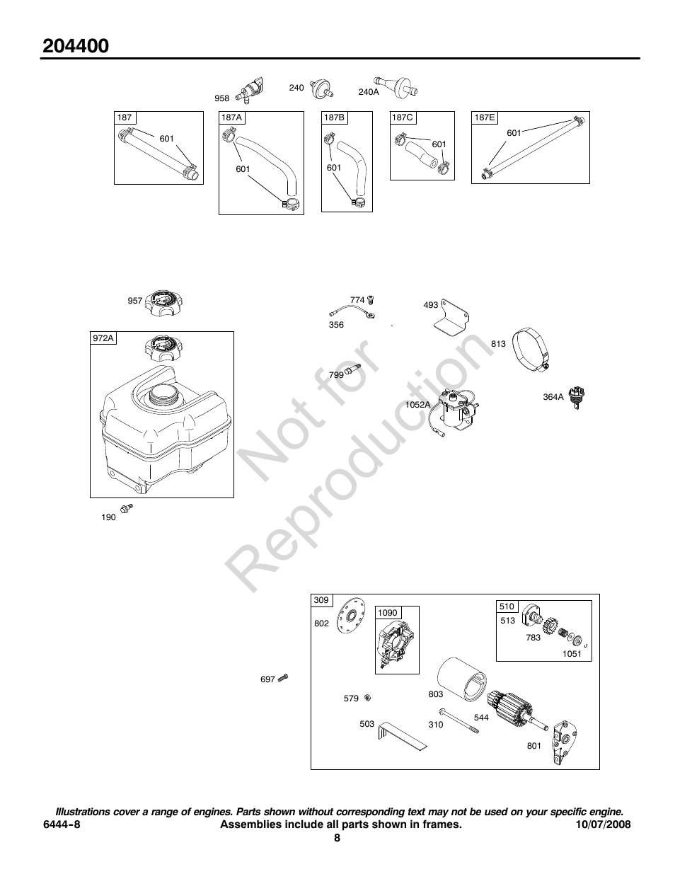 Not for reproduction | Snapper 204400 User Manual | Page 8 / 20