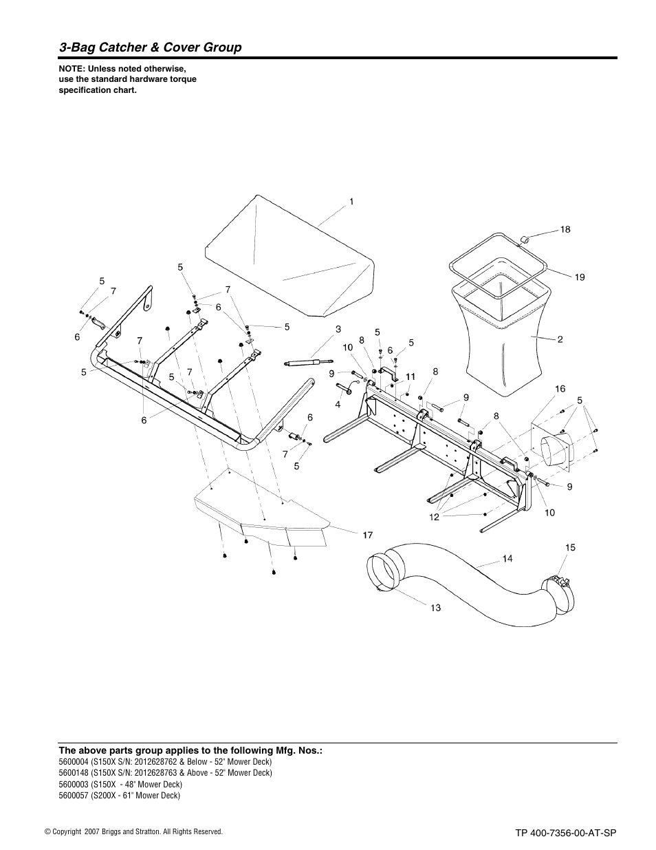 Bag catcher & cover group | Snapper FAST-VAC 5600148 User Manual | Page 10 / 24