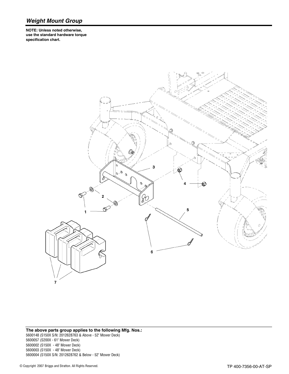 Weight mount group | Snapper FAST-VAC 5600148 User Manual | Page 14 / 24