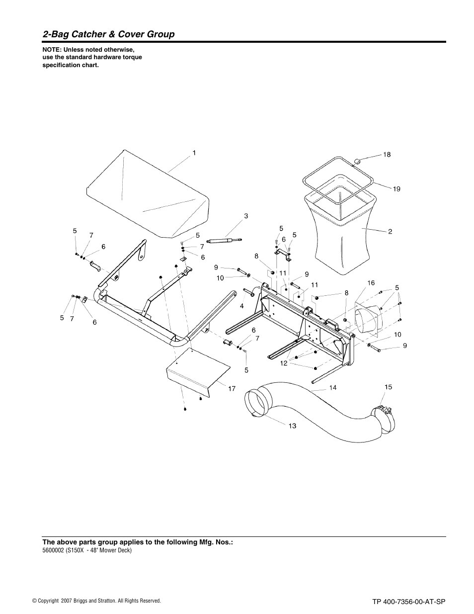 Bag catcher & cover group | Snapper FAST-VAC 5600148 User Manual | Page 8 / 24