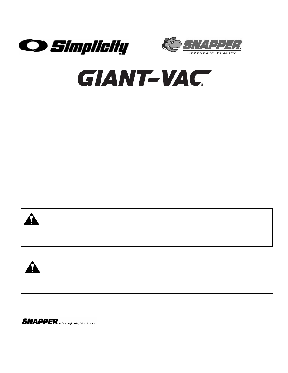 Push yard vacuum series 0, Safety instructions & operator’s manual for, Important | Warning | Snapper SV25500HV  EU User Manual | Page 16 / 16