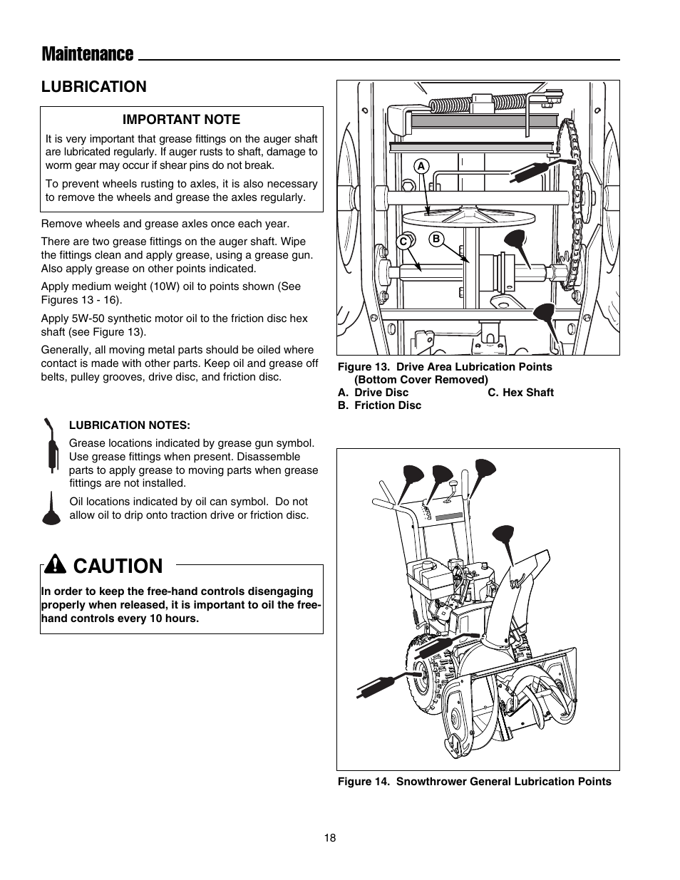 Maintenance, Caution, Lubrication | Snapper E175246E User Manual | Page 19 / 32