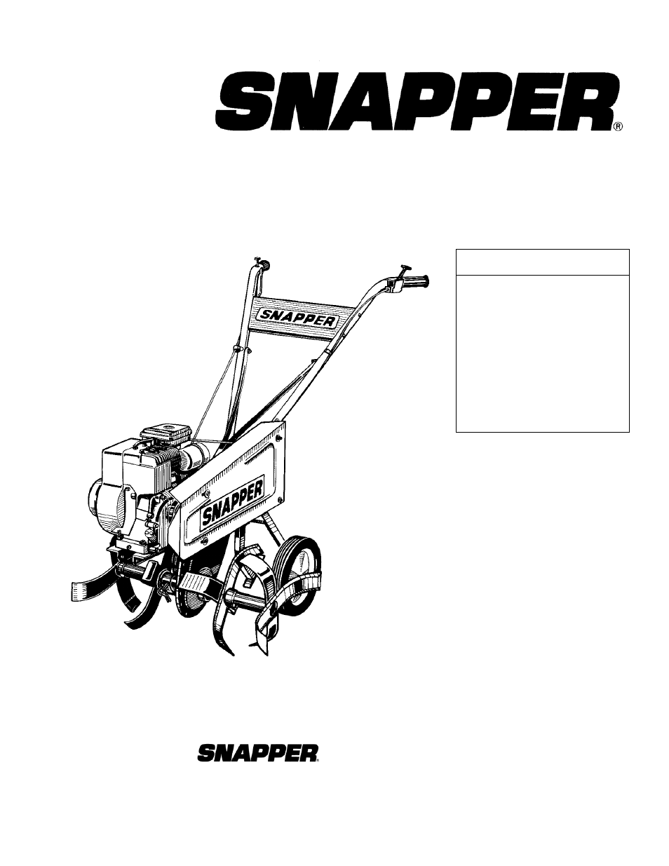 Snapper 401TCR User Manual | 20 pages