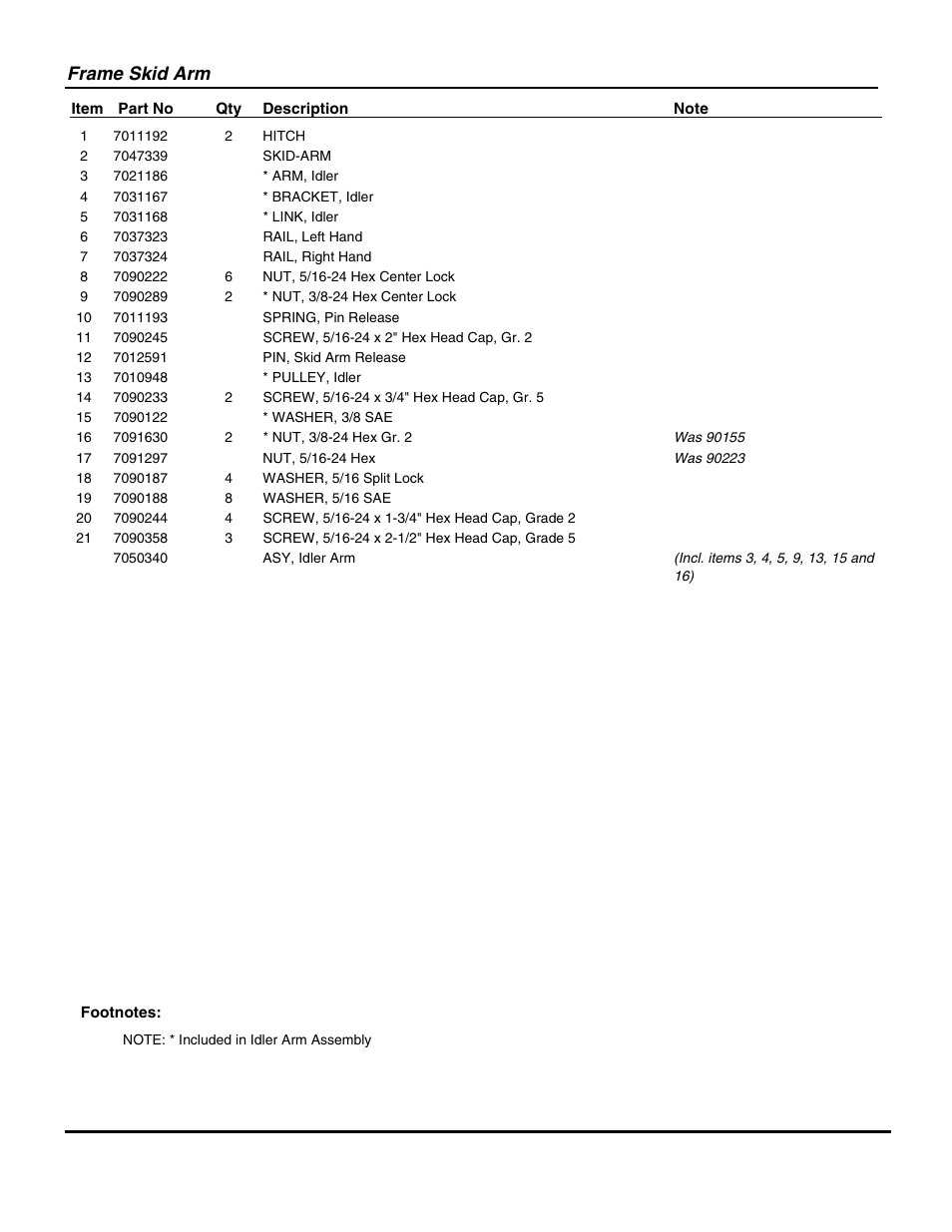 Frame skid arm | Snapper 401TCR User Manual | Page 7 / 20