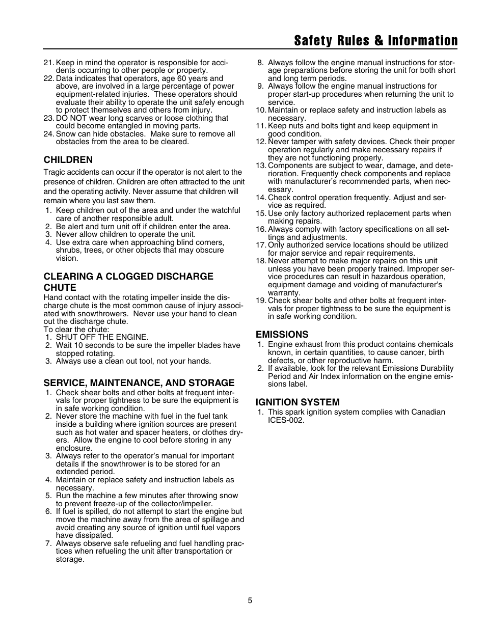 Safety rules & information | Snapper 1632E User Manual | Page 6 / 36