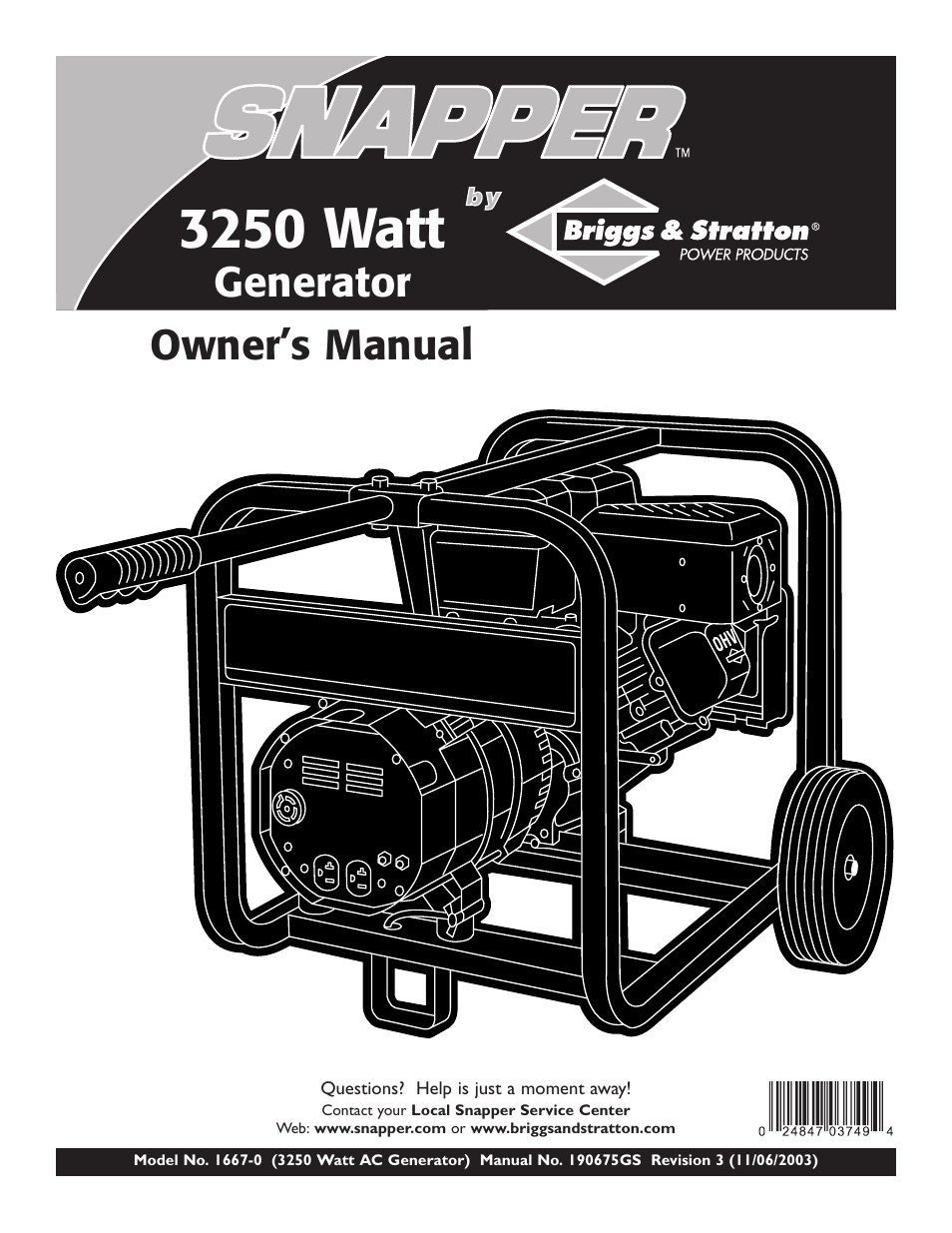 Snapper 3250 User Manual | 20 pages