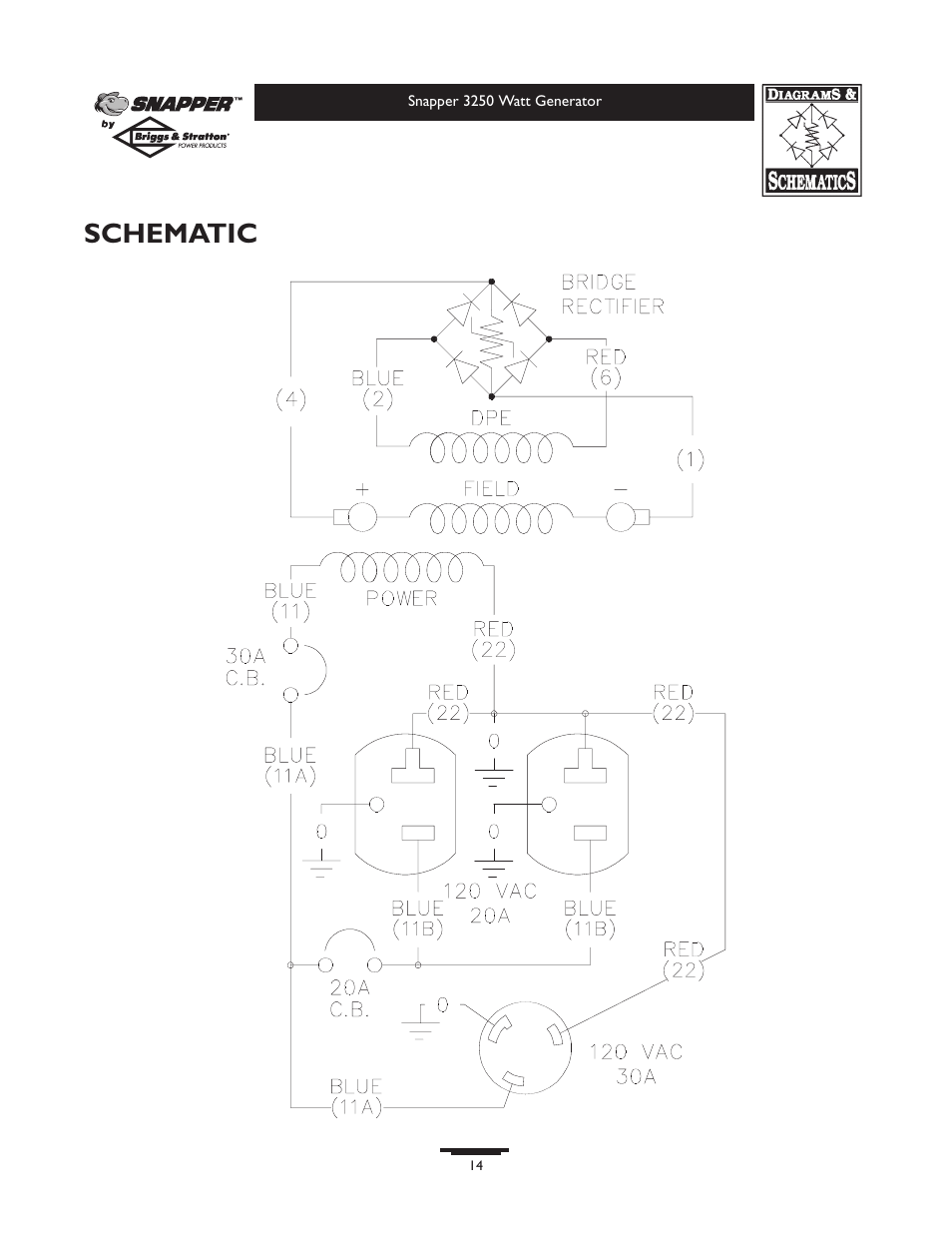 Schematic | Snapper 3250 User Manual | Page 14 / 20