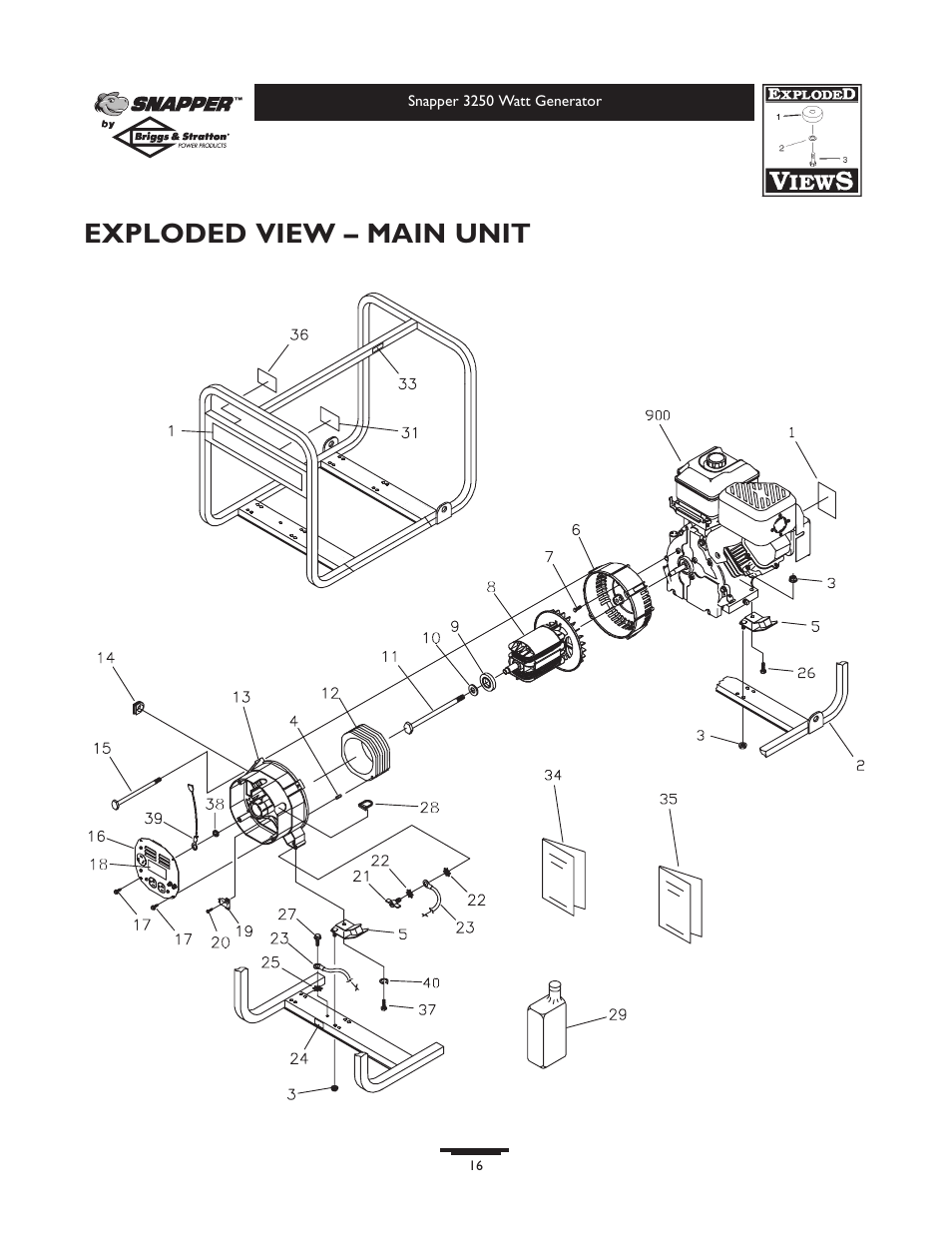 Exploded view – main unit | Snapper 3250 User Manual | Page 16 / 20