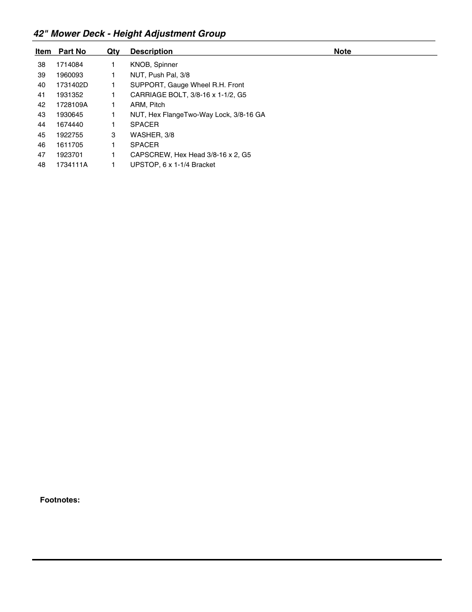 42" mower deck - height adjustment group | Snapper EZT18542150ZBVE (2690612) User Manual | Page 27 / 34