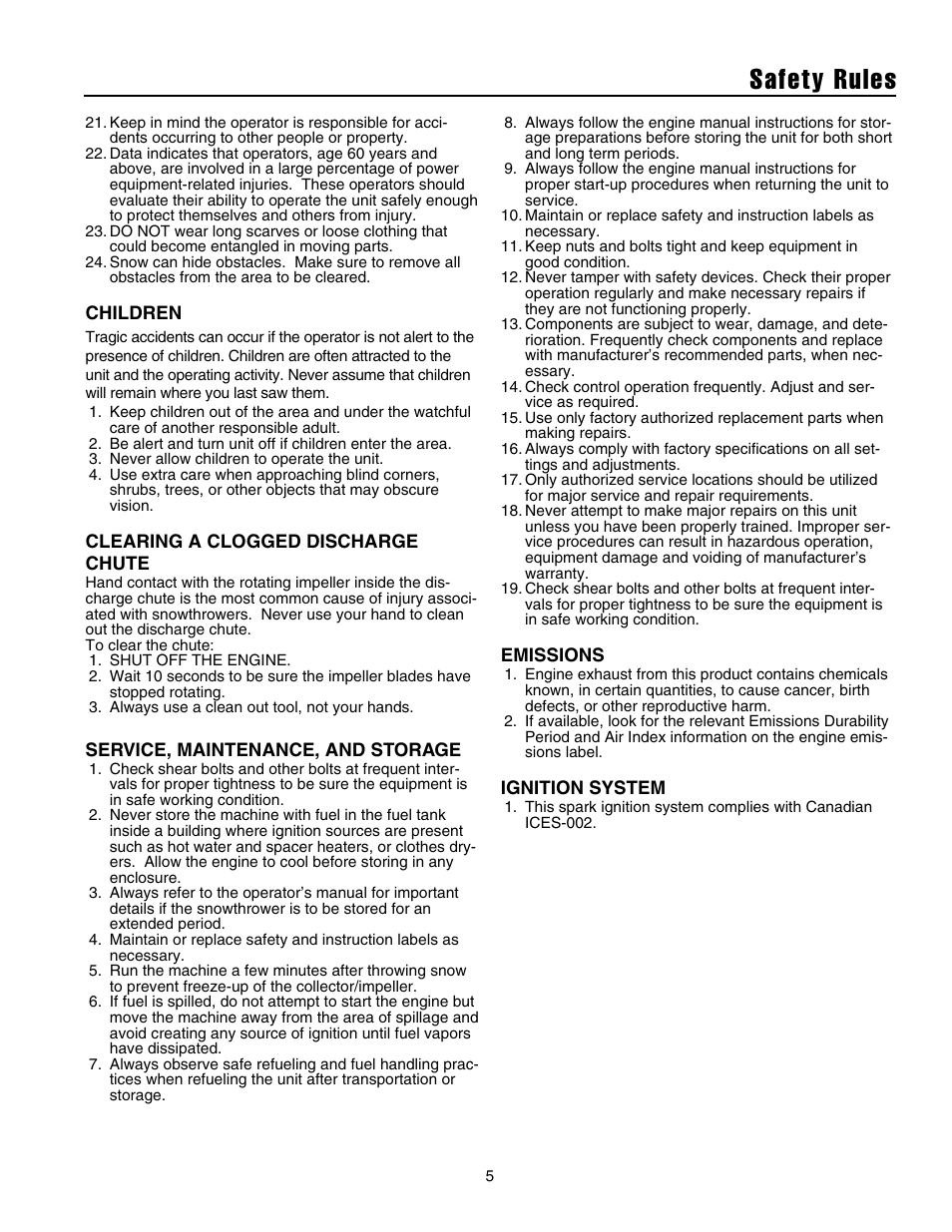 Safety rules | Snapper 8526 User Manual | Page 6 / 34