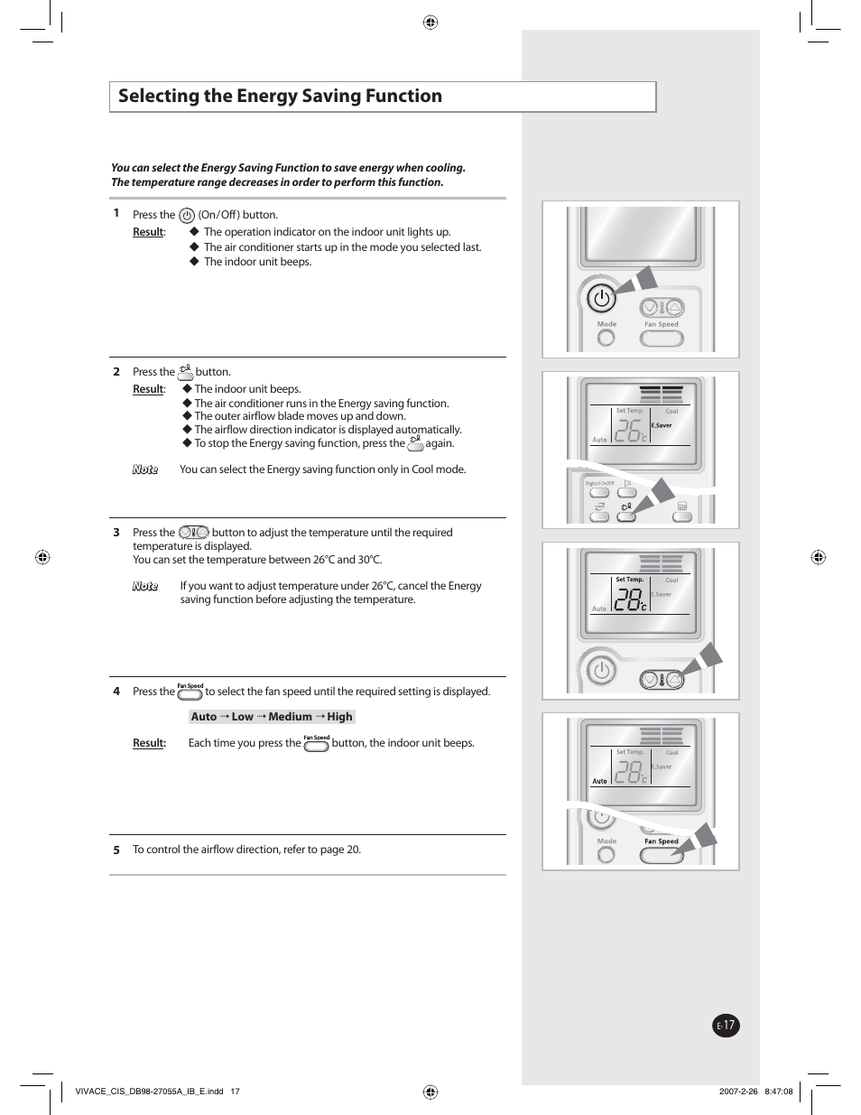 4fmfdujohuif&ofshz4bwjoh'vodujpo | Samsung AQ09VBCNSER User Manual | Page 17 / 60