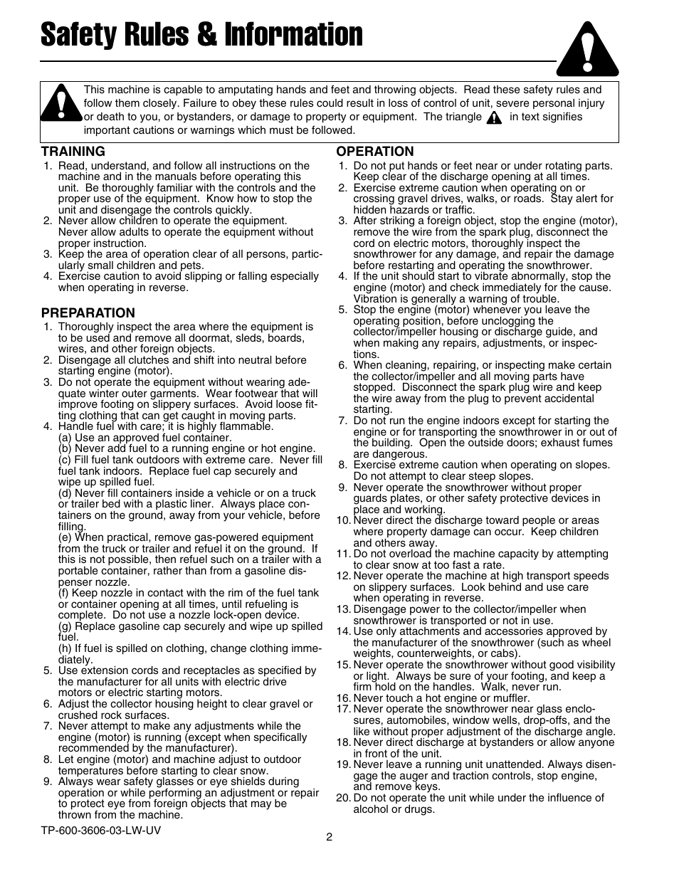 Safety rules & information | Snapper 520E  EN User Manual | Page 3 / 20