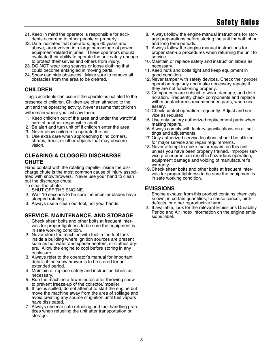 Safety rules | Snapper 520E  EN User Manual | Page 4 / 20