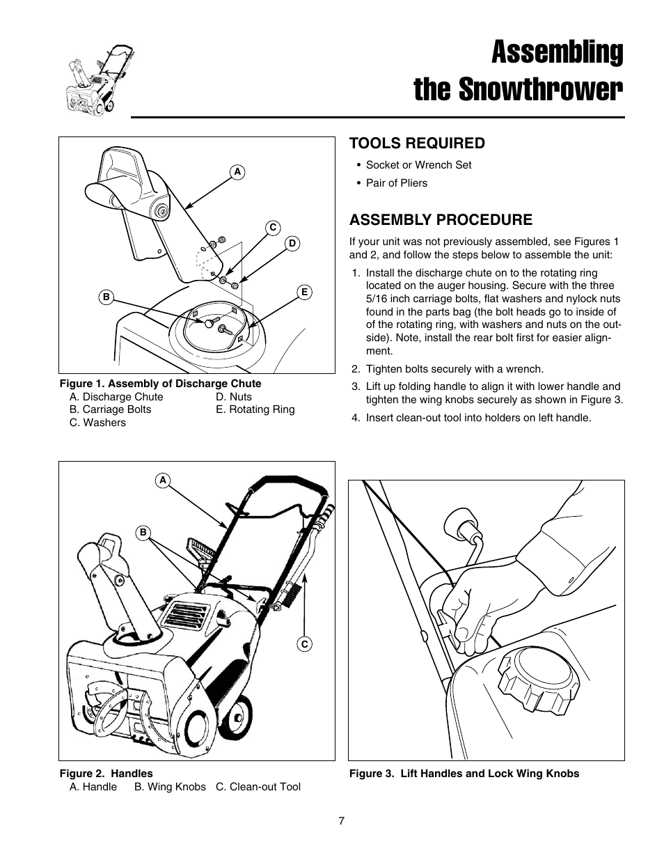 Assembling the snowthrower, Tools required, Assembly procedure | Snapper 520E  EN User Manual | Page 8 / 20