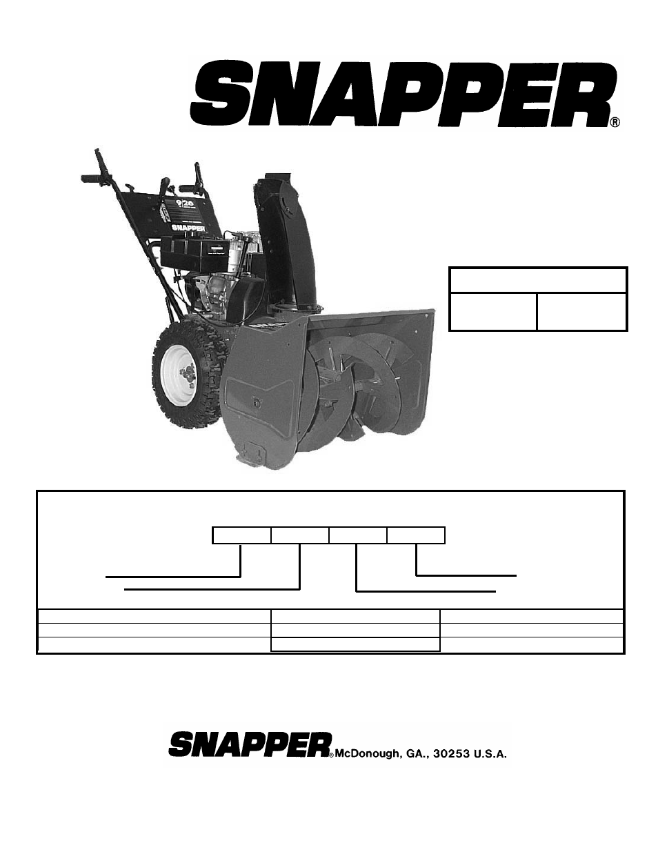 Snapper 8246 User Manual | 24 pages