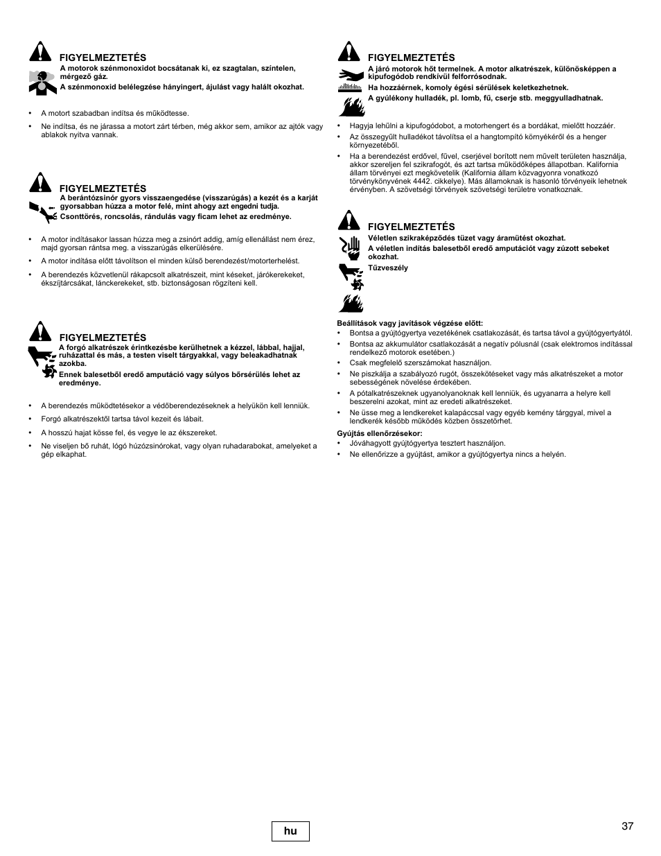 37 hu | Snapper 90000 User Manual | Page 37 / 80