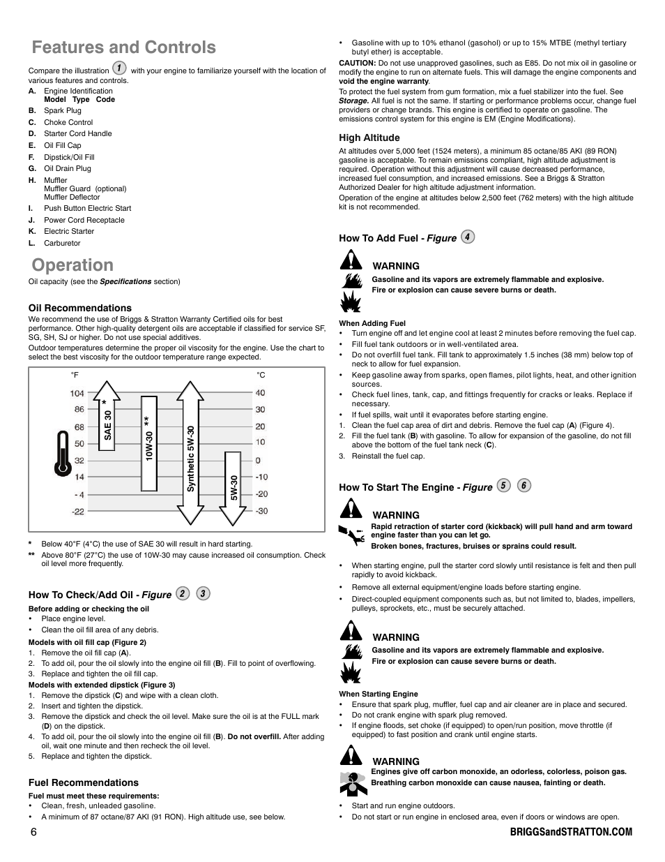Features and controls, Operation | Snapper 90000 User Manual | Page 6 / 80
