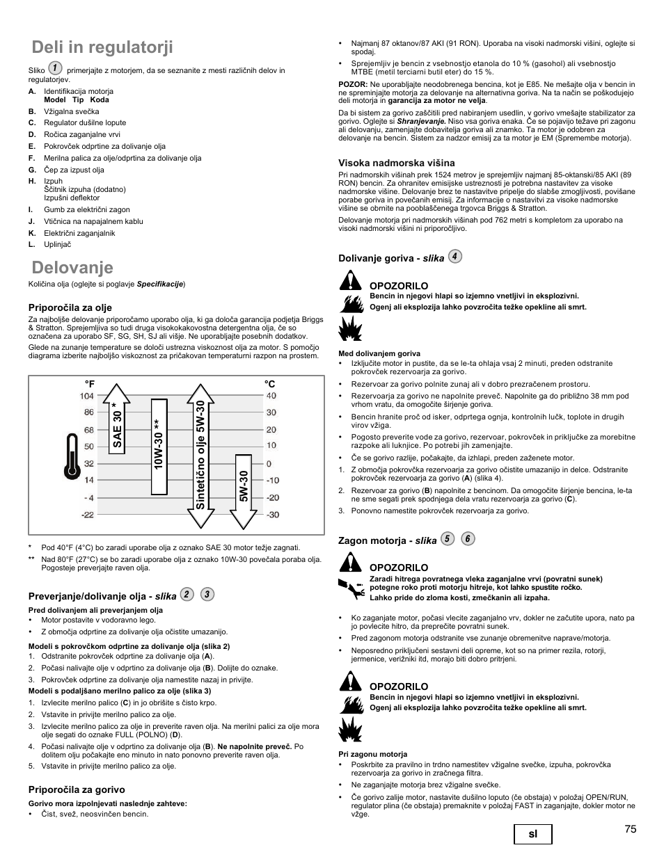 Deli in regulatorji, Delovanje, 75 sl | Snapper 90000 User Manual | Page 75 / 80